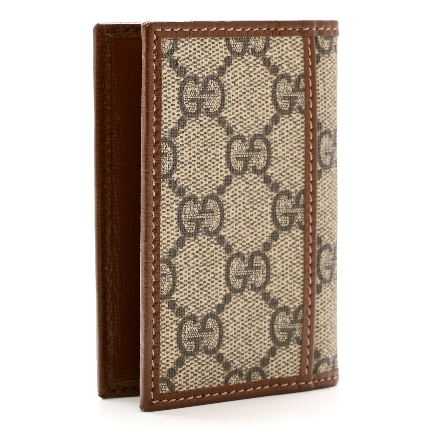 Gucci GG Supreme Monogram Azalea Calfskin Retro Interlocking G Card Case Beige Ebony Brown Sugar 2 of 7
