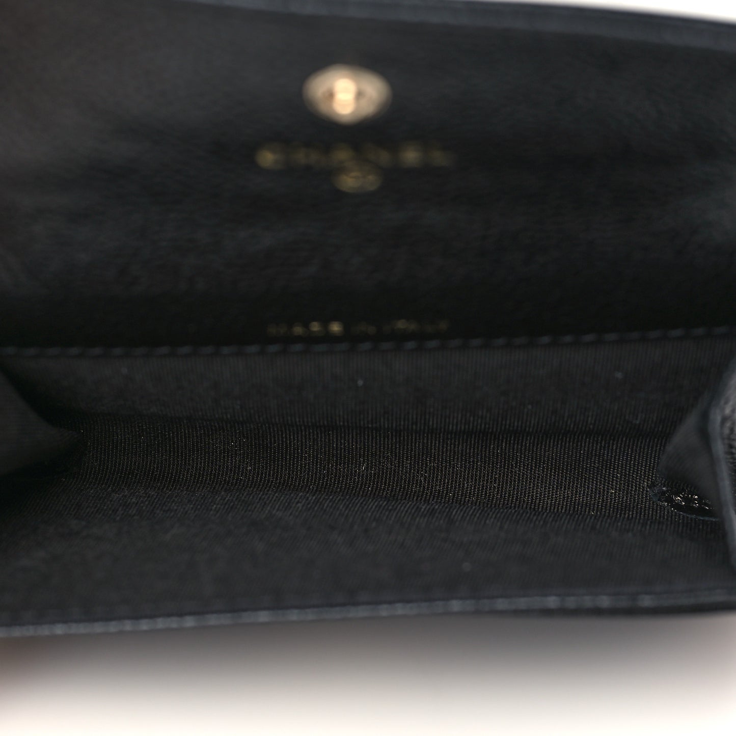 Caviar Camellia Embossed Card Holder Wallet Black