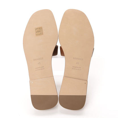 Hermes Box Calfskin Oran Sandals 40 Gold 6 of 10