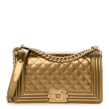 Chanel Metallic Patent Calfskin Quilted Medium Boy Flap Gold 1 of 9