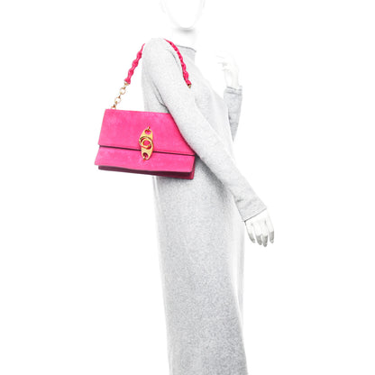 Tom Ford Suede Large Clip Shoulder Bag Hot Pink 2 of 12