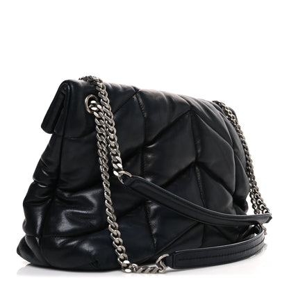 Saint Laurent Lambskin Quilted Medium Loulou Puffer Monogram Chain Satchel Black 3 of 10