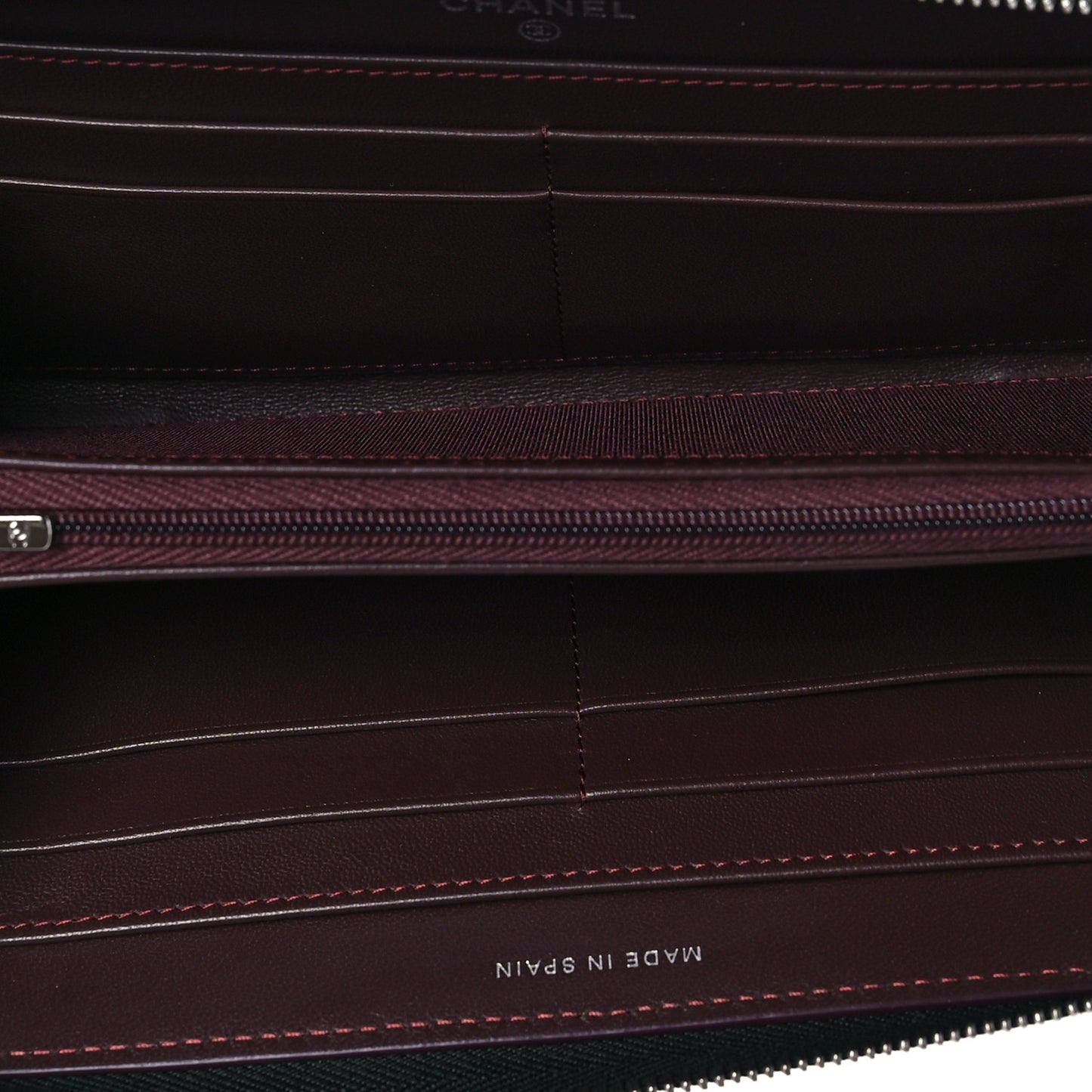 Lambskin Quilted Large Gusset Zip Around Wallet Black