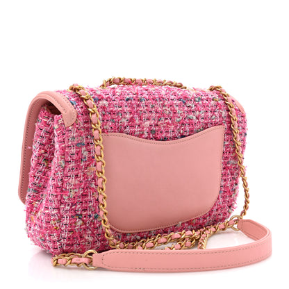 Chanel Tweed Lambskin Quilted Small CC Filigree Flap Pink 3 of 11