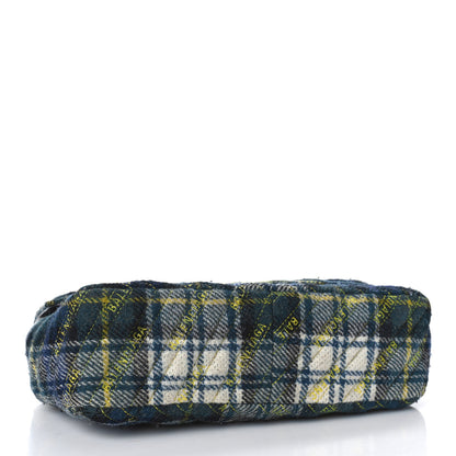Balenciaga Wool Plaid Diagonal Allover Logo Matelasse M BB Round Shoulder Bag Green Blue Yellow 4 of 16