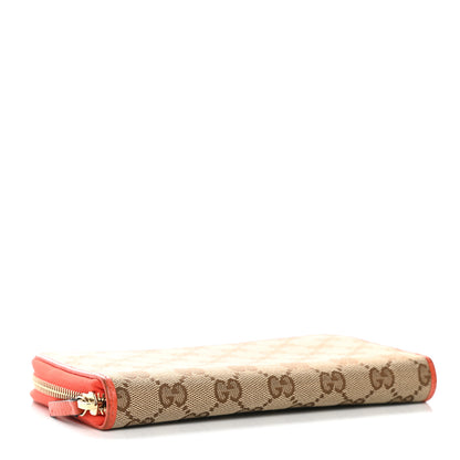 Gucci Monogram Dollar Calfskin Zip Around Wallet Beige Ebony Sun Orange 4 of 11