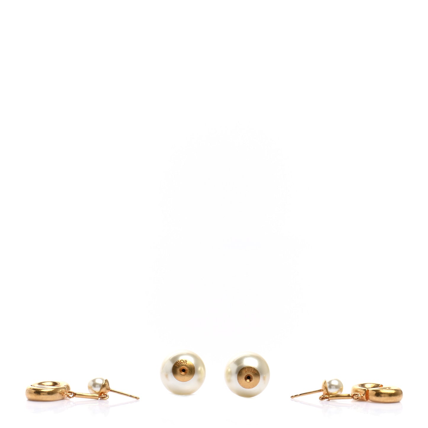 Pearl Logo Drop Earrings Gold