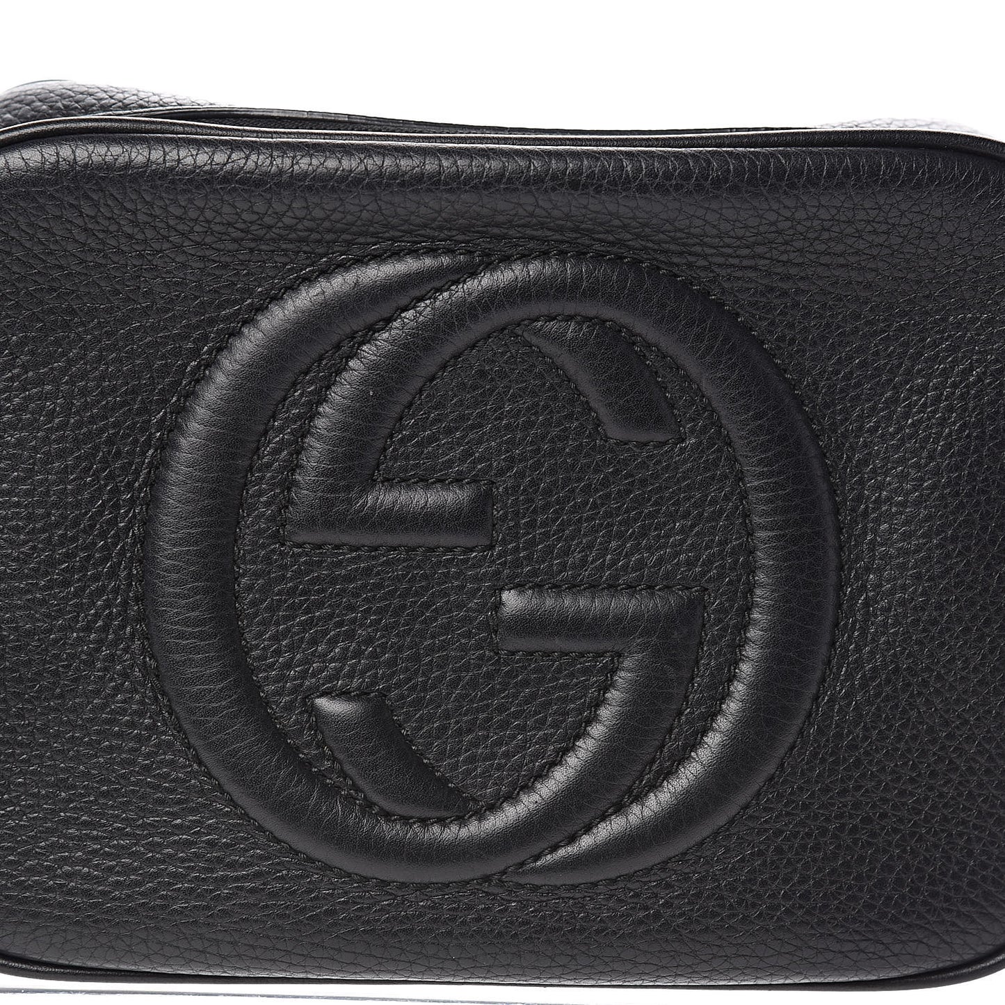 Pebbled Calfskin Small Soho Disco Bag Black