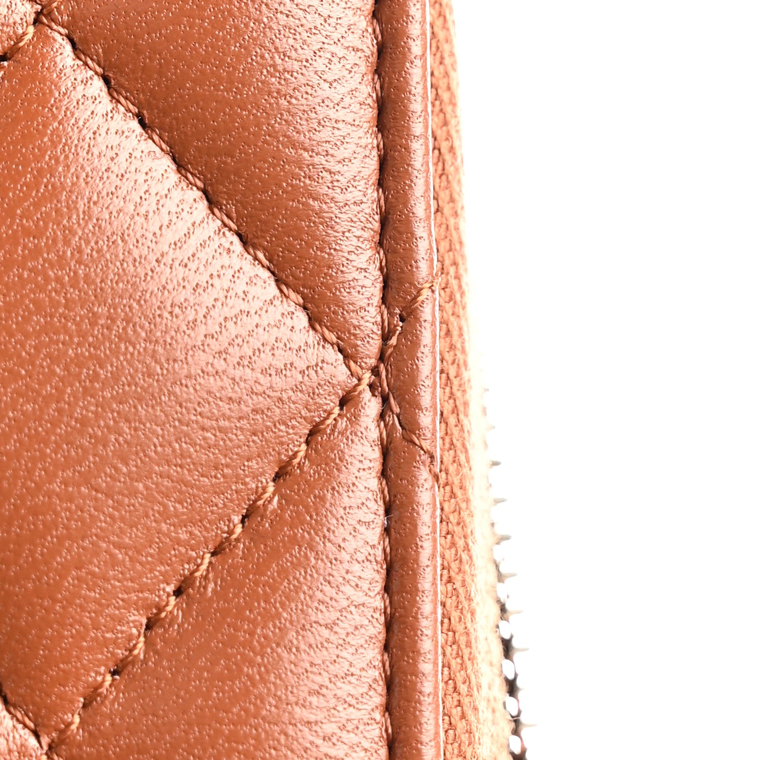 Chanel Lambskin Quilted Studded CC Large Gusset Zip Around Wallet Light Brown 15 of 16