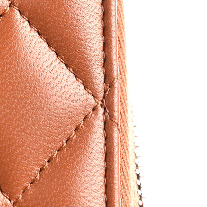 Chanel Lambskin Quilted Studded CC Large Gusset Zip Around Wallet Light Brown 15 of 16