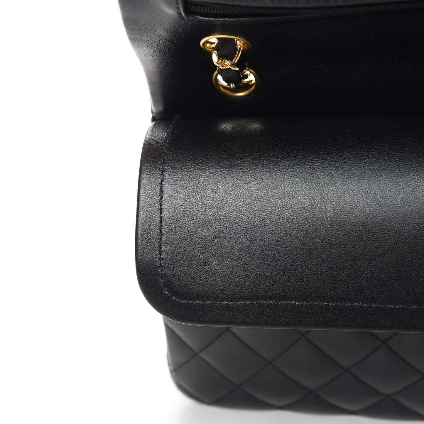 Lambskin Quilted Medium Double Flap Black