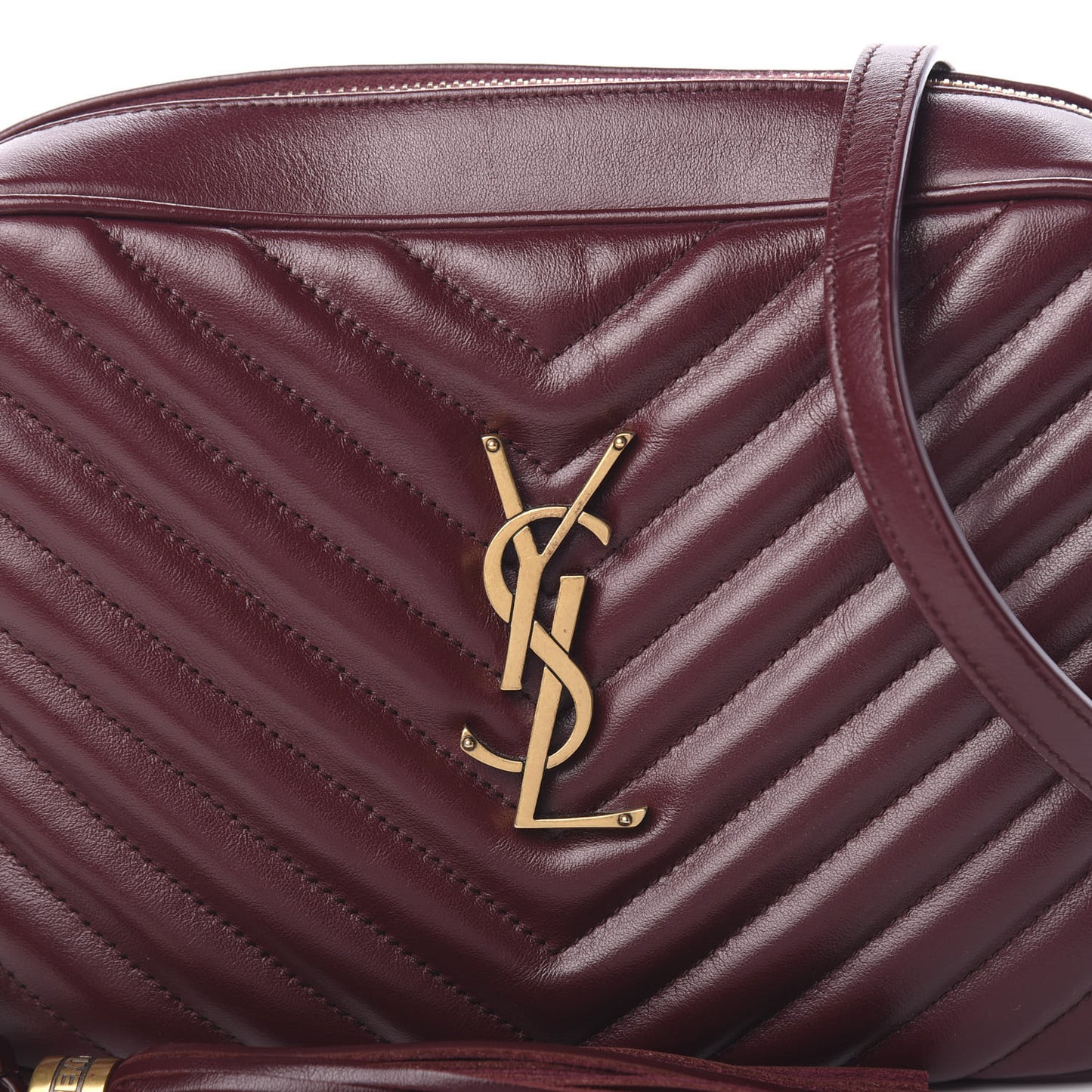 Calfskin Matelasse Monogram Lou Camera Bag Dark Legion Red