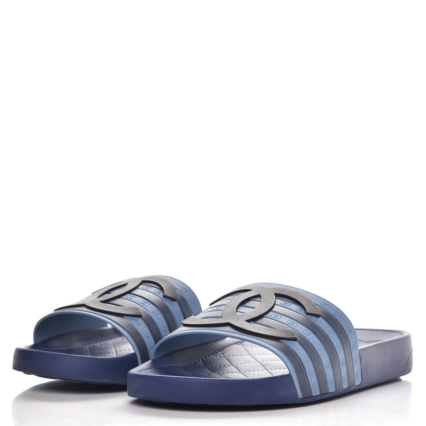 Rubber CC Flat Slide Sandals 40.5 Blue
