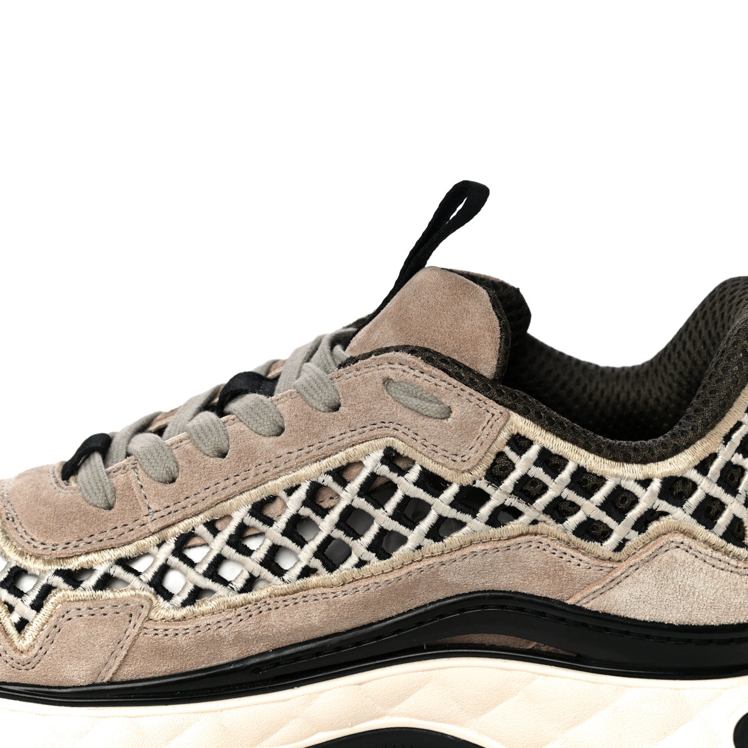 Chanel Suede Calfskin Embroidered CC Sneakers 37.5 Beige Black 11 of 14