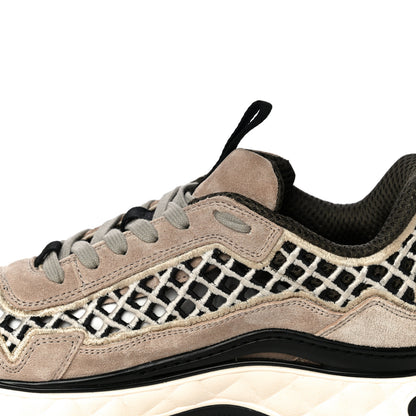 Chanel Suede Calfskin Embroidered CC Sneakers 37.5 Beige Black 11 of 14