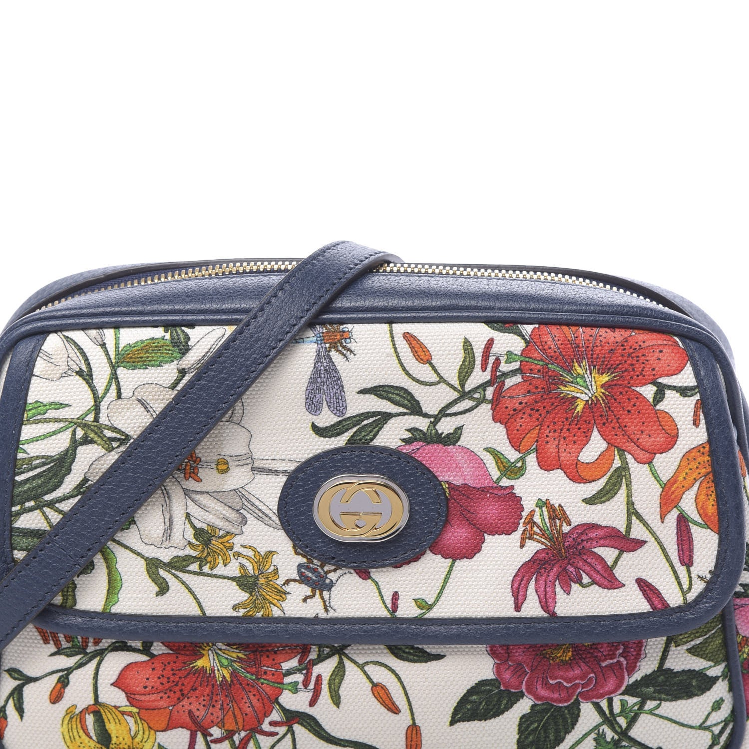Gucci Canvas Flora Floral Shoulder Bag White Blue Agata Mulitcolor 10 of 10