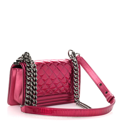 Chanel Metallic Patent Calfskin Quilted Small Boy Flap Pink 3 of 13