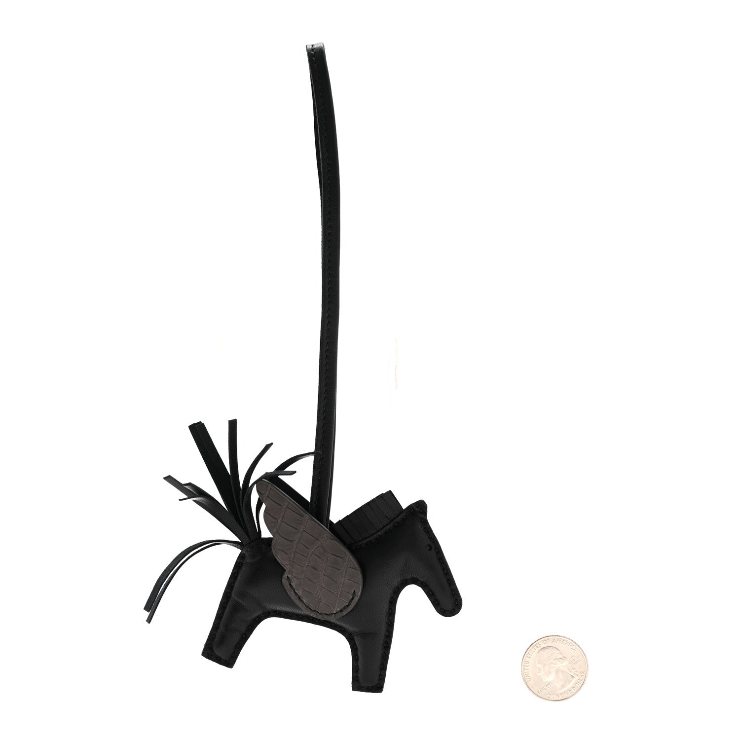 Hermes Milo Lambskin Matte Alligator Touch Grigri Rodeo Pegase Horse Bag Charm PM Black Graphite 2 of 4