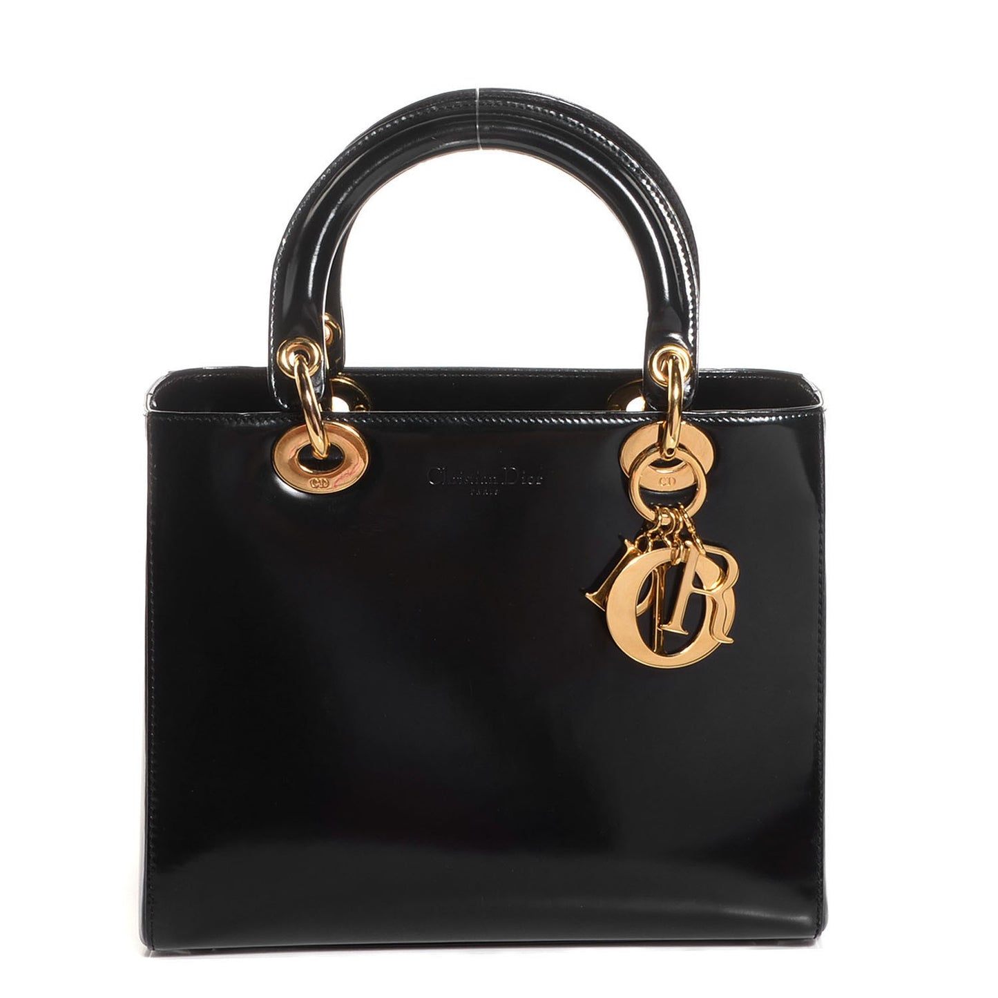 Vintage Patent Medium Lady Dior Black