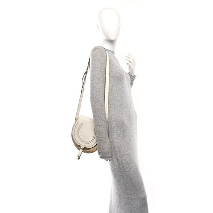 Chloe Raffia Calfskin Marcie Basket Small Marcie Round Crossbody Bag White 2 of 12