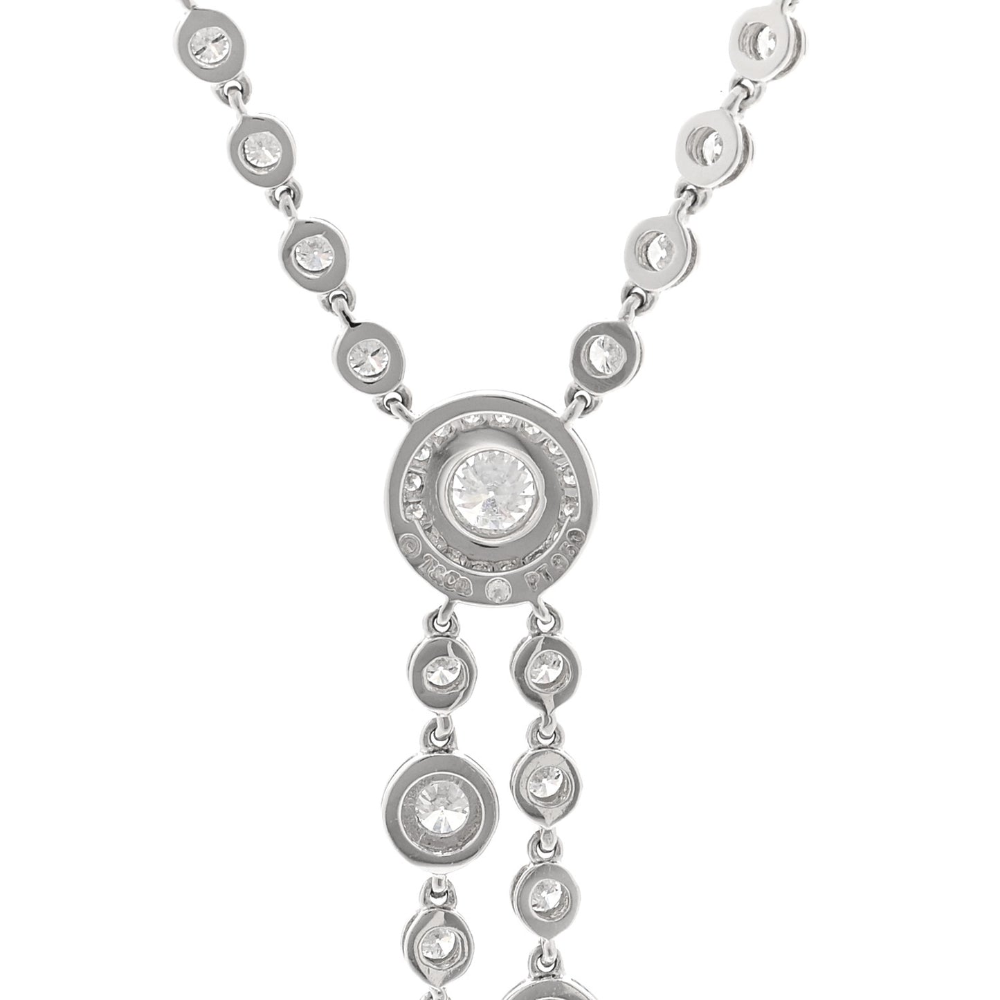 Platinum Diamond Circlet Double Drop Necklace