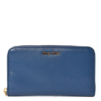 Miu Miu Goatskin Madras Zip Around Wallet Aviazione 1 of 9