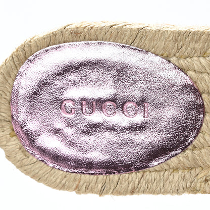 Gucci Metallic Nappa Matelasse GG Marmont Espadrille Slide Sandals 36.5 Rosa 7 of 8