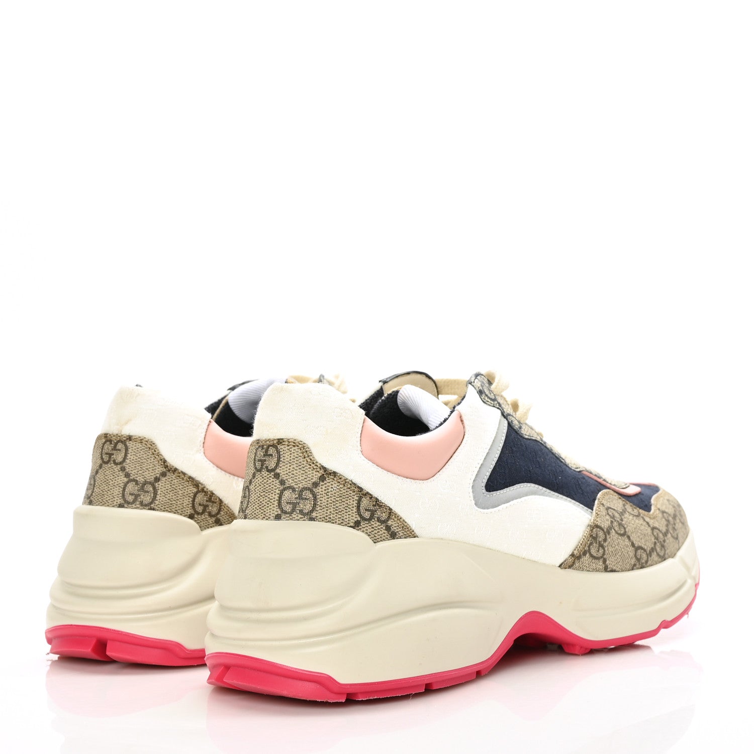Gucci GG Supreme Monogram Mix Monogram Womens Rhyton Sneakers 40 London Blue Beige Pale Pink 4 of 7