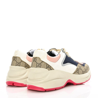 Gucci GG Supreme Monogram Mix Monogram Womens Rhyton Sneakers 40 London Blue Beige Pale Pink 4 of 7