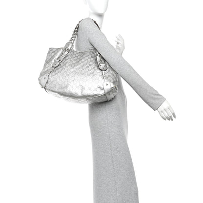 Gucci Metallic Guccissima Medium Pelham Shoulder Bag Silver 2 of 11