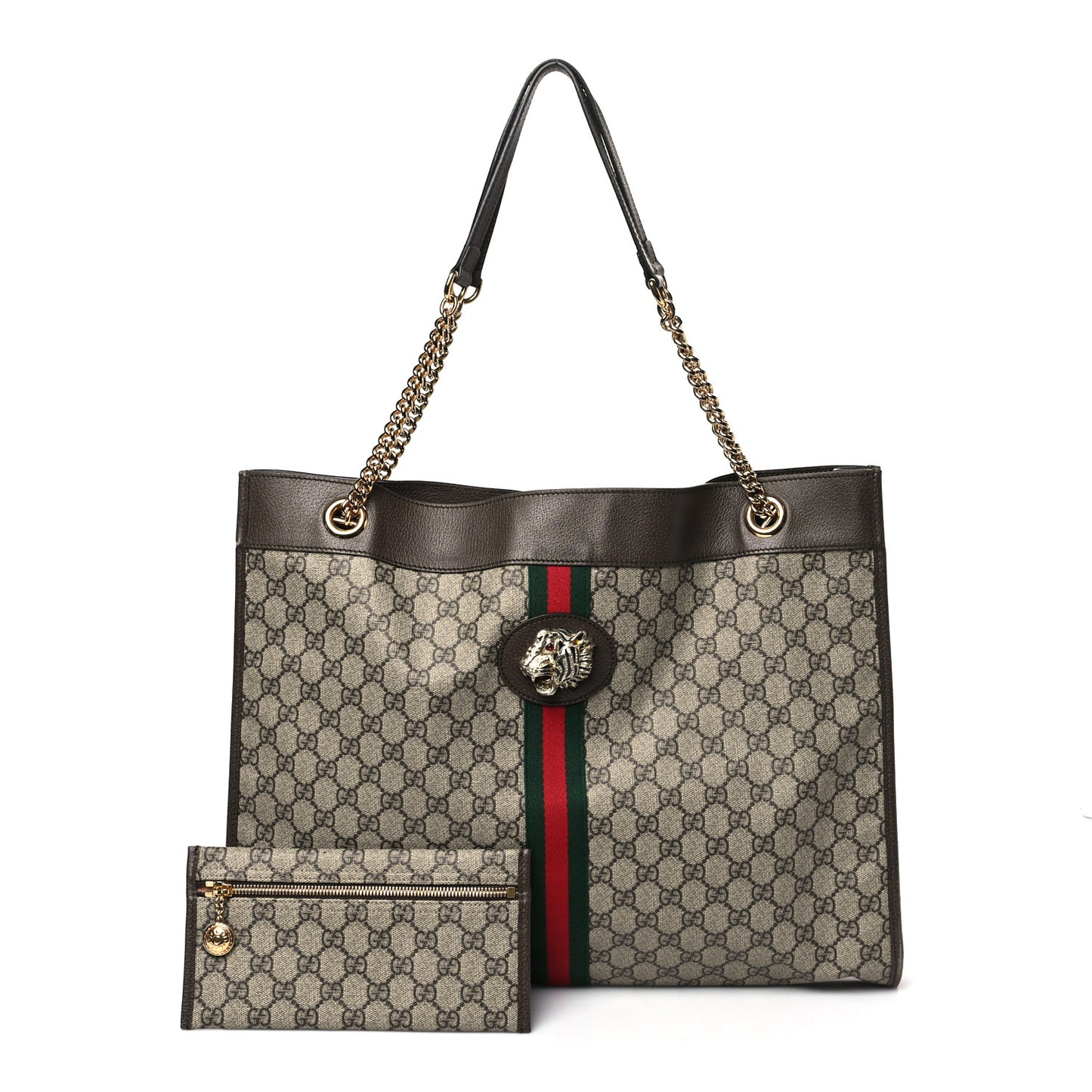 GG Supreme Monogram Large Rajah Chain Tote Beige New Acero