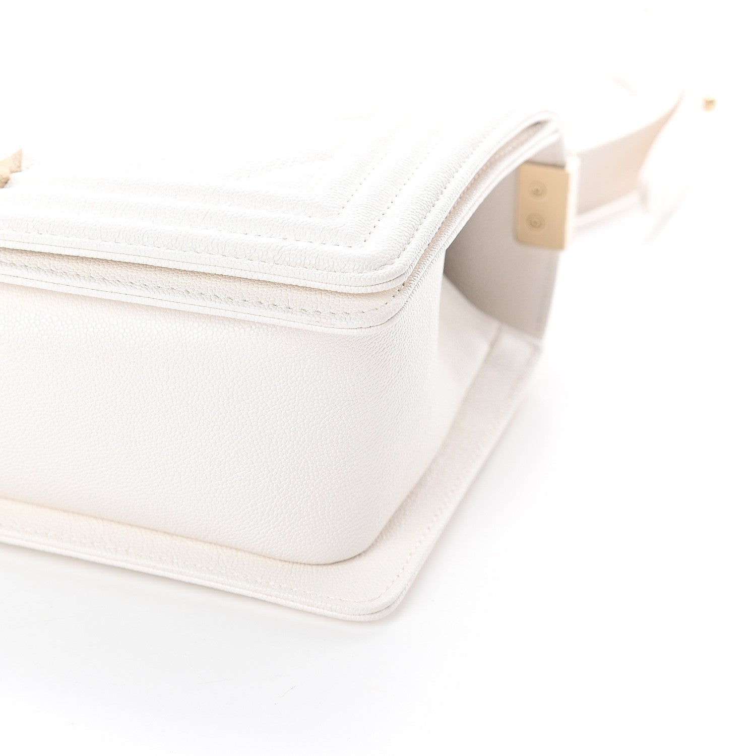 Chanel Grained Calfskin Chevron Quilted Medium Boy Flap White 9 of 9