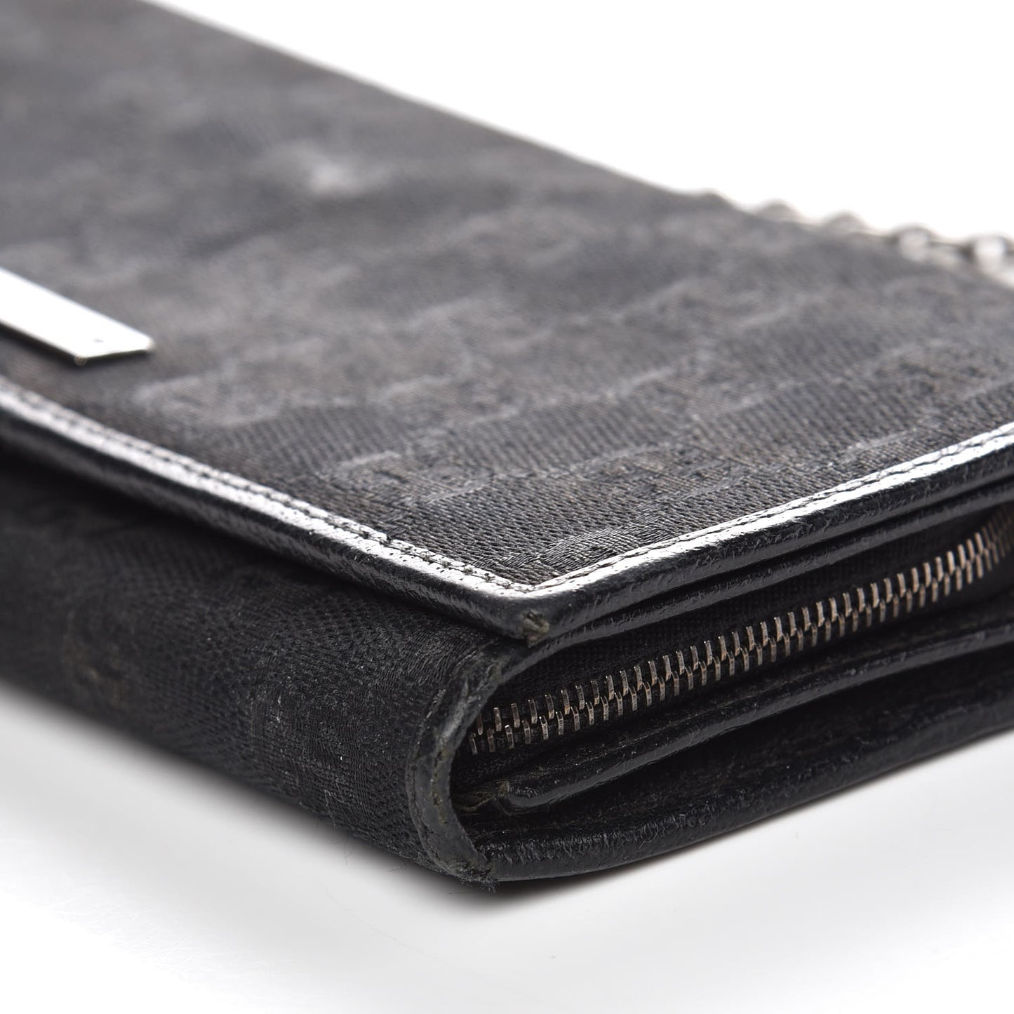 Monogram Metal Bar Chain Wallet Black