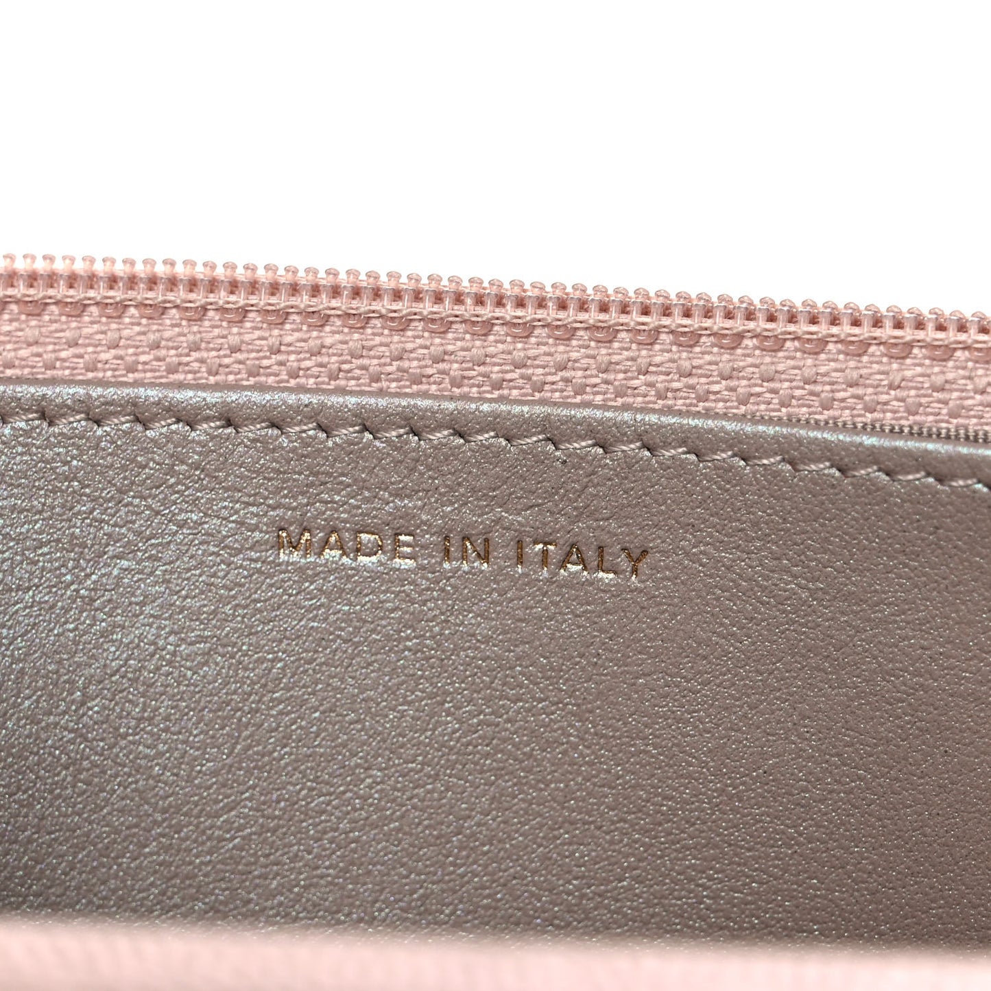 Iridescent Caviar Quilted Wallet On Chain WOC Beige