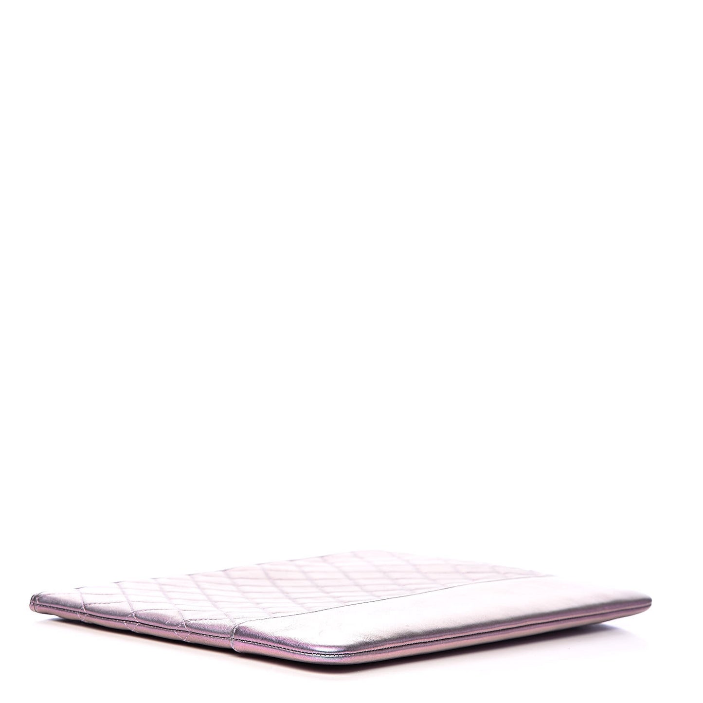 Iridescent Lambskin Quilted Large Gabrielle Cosmetic Case Light Purple
