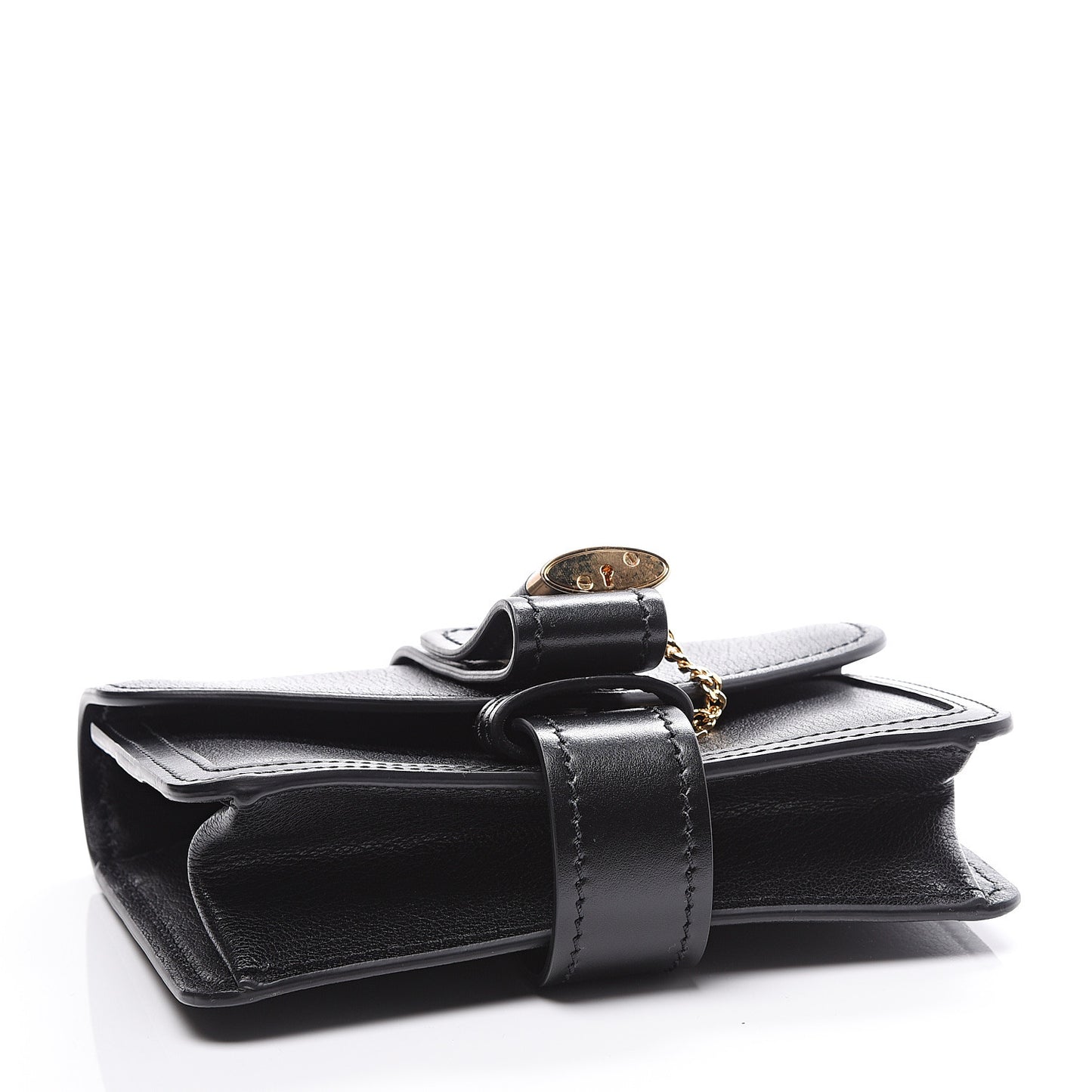 Shiny Goatskin Calfskin Aby Chain Shoulder Bag Black