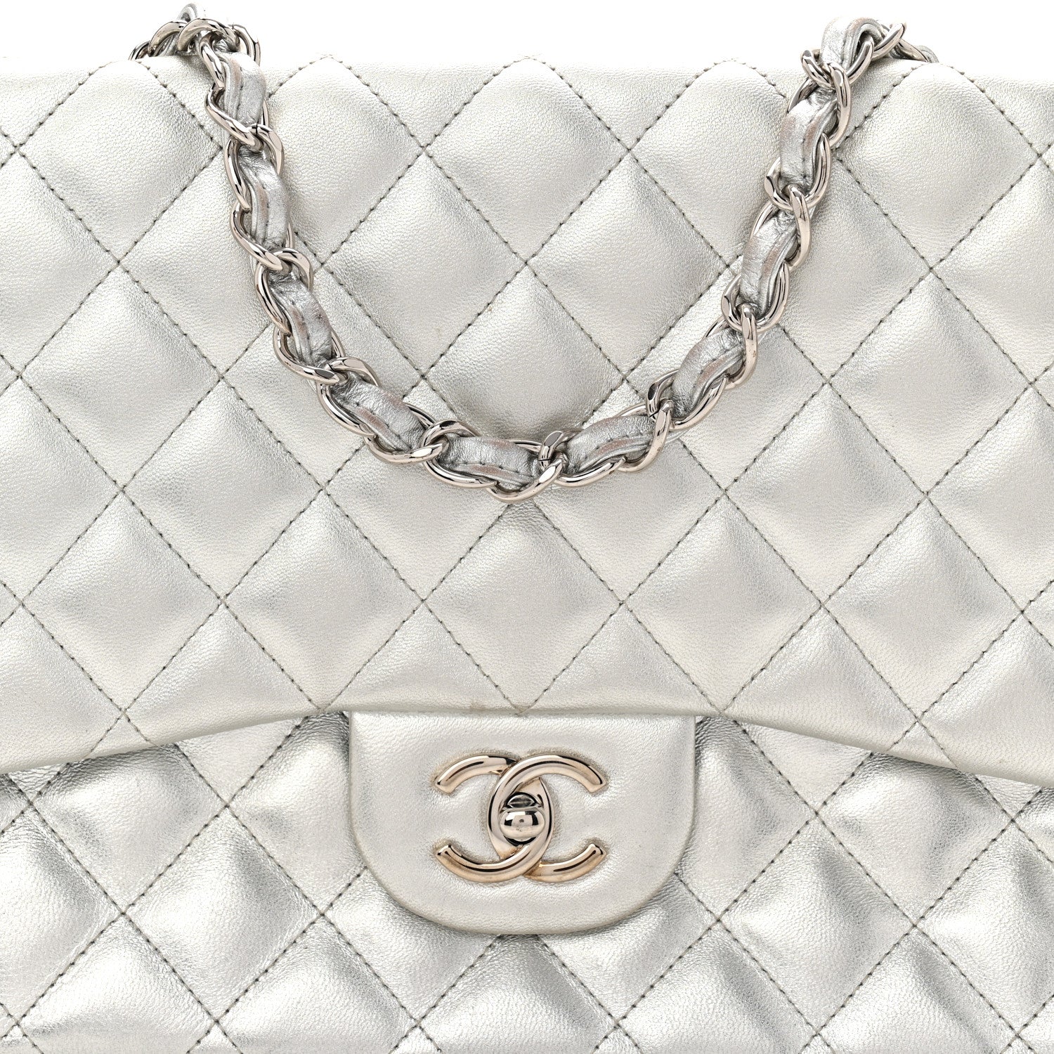 ❣️ひっこ❣️シャネル❣️超レア❣️デカマトラッセ36❣️シルバー金具❣️ Chanel Metallic Lambskin Quilted Jumbo Single Flap Silver 1795922