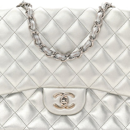 Chanel Metallic Lambskin Quilted Jumbo Single Flap Silver 8 of 11