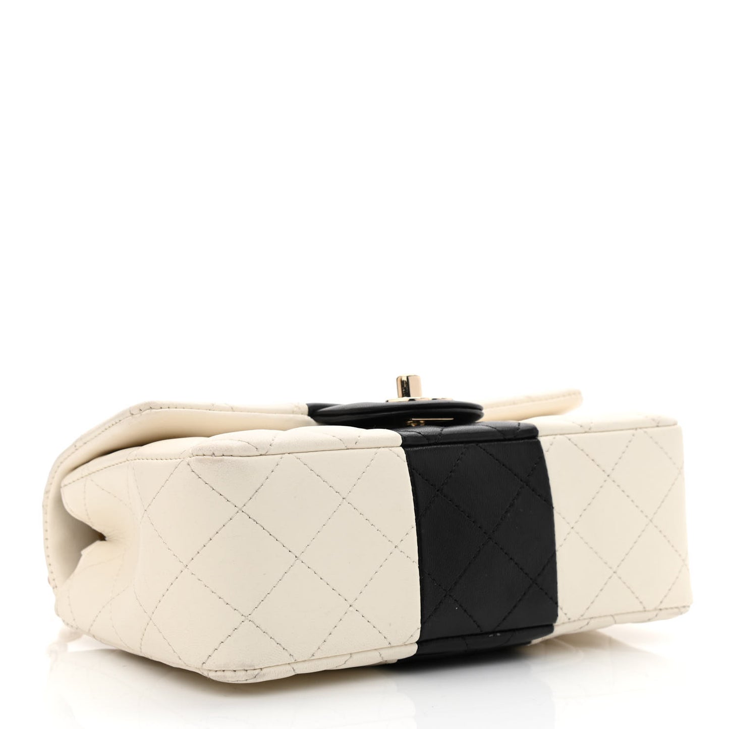 Lambskin Quilted Mini Rectangular Flap White Black
