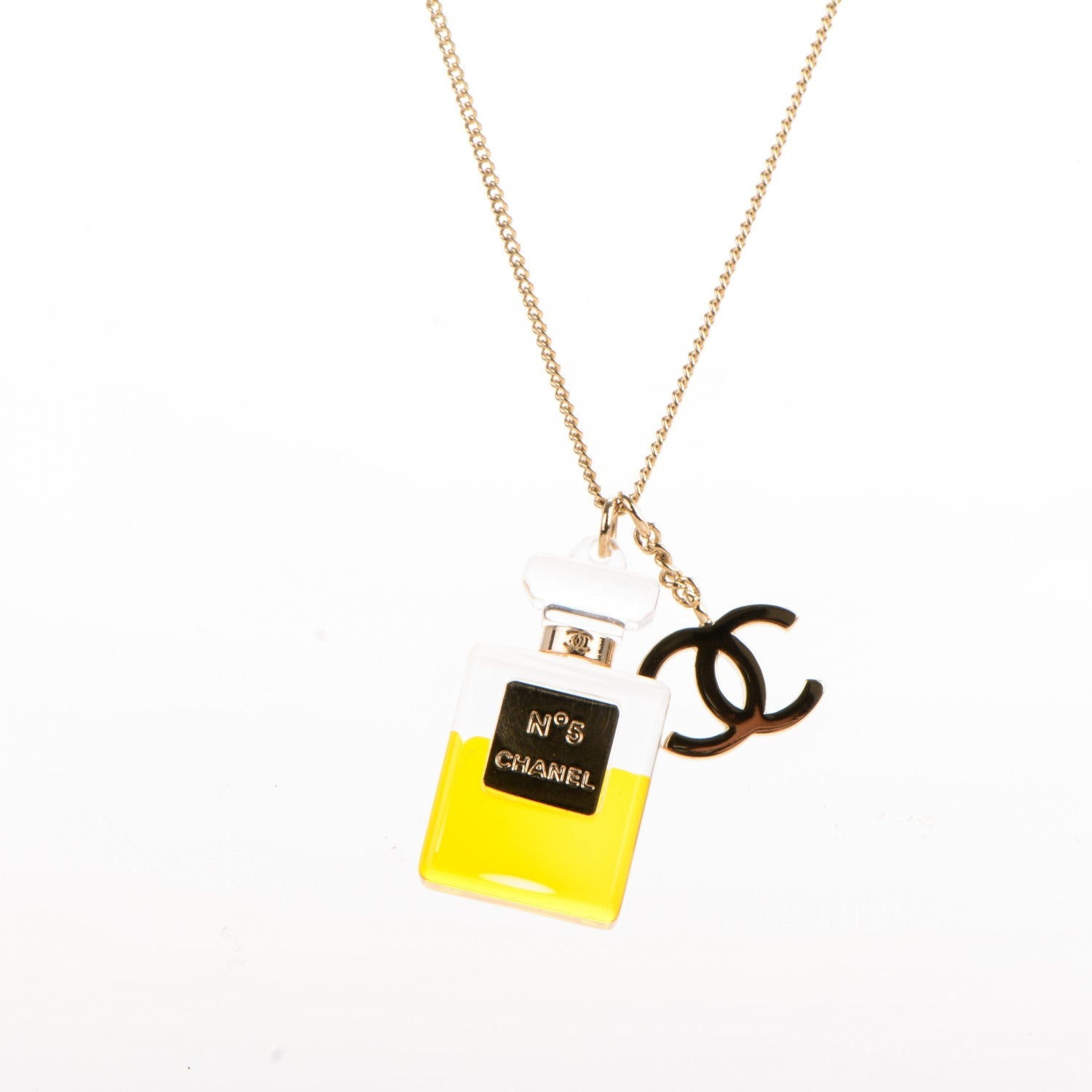 Chanel N°5 Perfume Bottle CC Necklace Gold 3 of 5