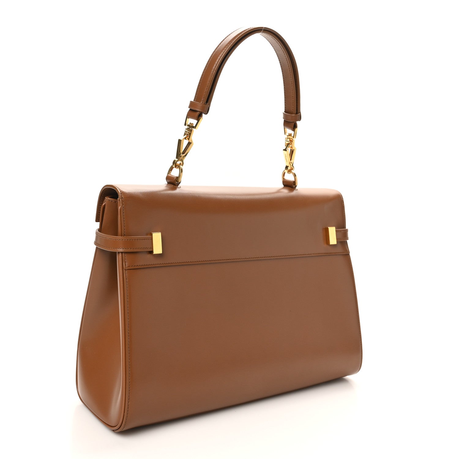 Saint Laurent Smooth Calfskin Manhattan Top Handle Brown 1784339