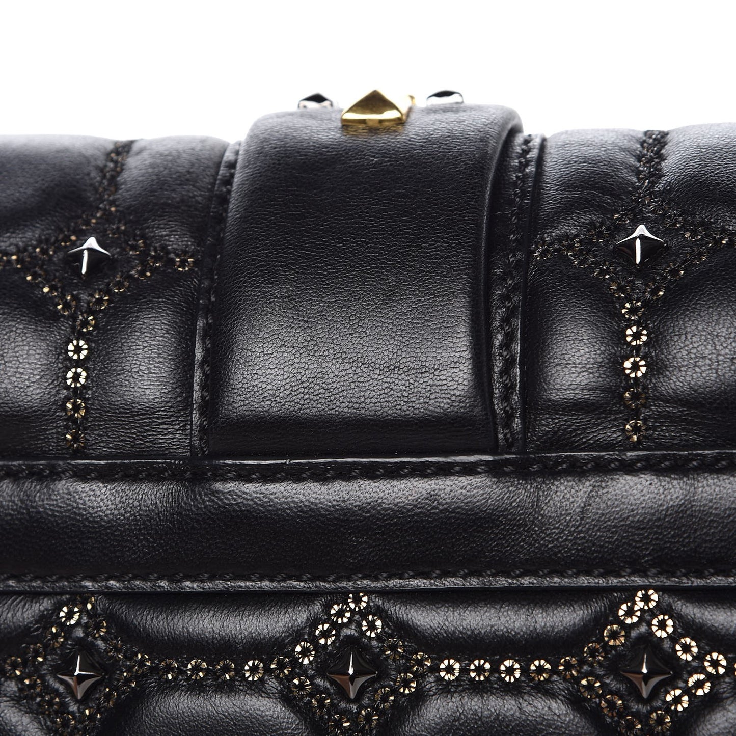 Lambskin Quilted Embellished Flap Black