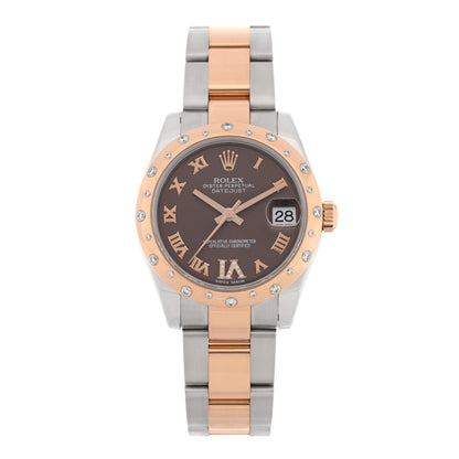 Rolex Stainless Steel 18K Everose Gold Diamond 31mm Oyster Perpetual Datejust Watch Chocolate Roman 178341 1 of 5