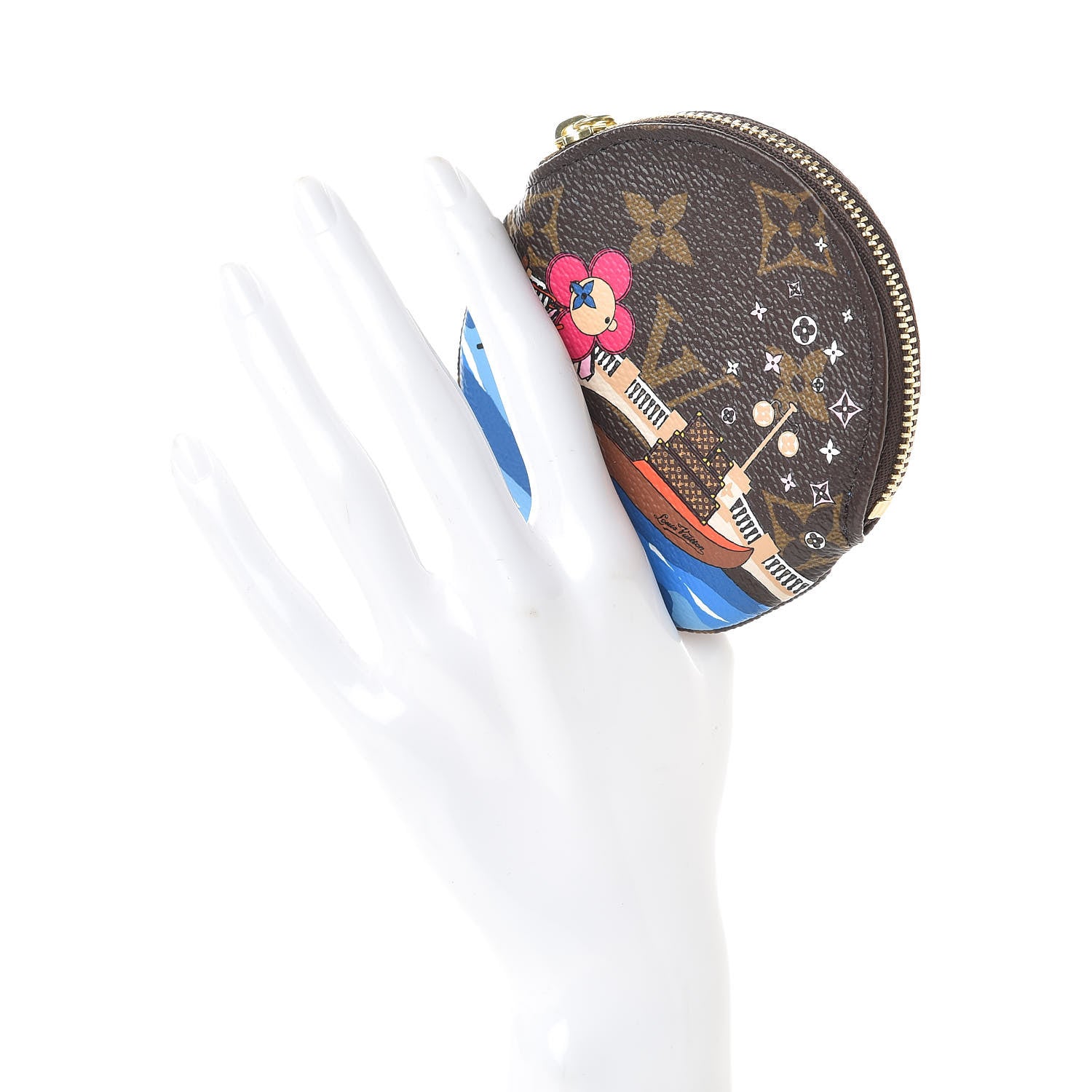 Louis Vuitton Monogram 2019 Christmas Animation Round Coin Purse Blue 2 of 7