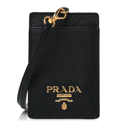 Prada Saffiano Badge Holder Black 1 of 4