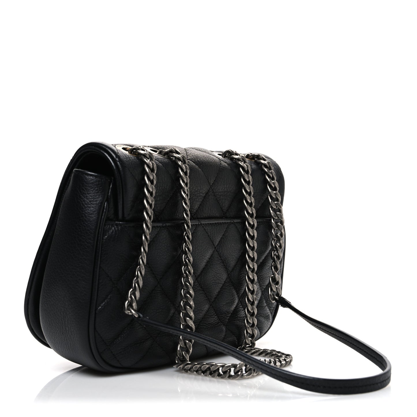 Calfskin Quilted Casual Pocket Messenger Flap Black
