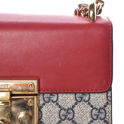 Gucci GG Supreme Monogram Moon Calfskin Small Padlock Shoulder Bag Beige Blue Hibiscus Red Mystic White 14 of 16