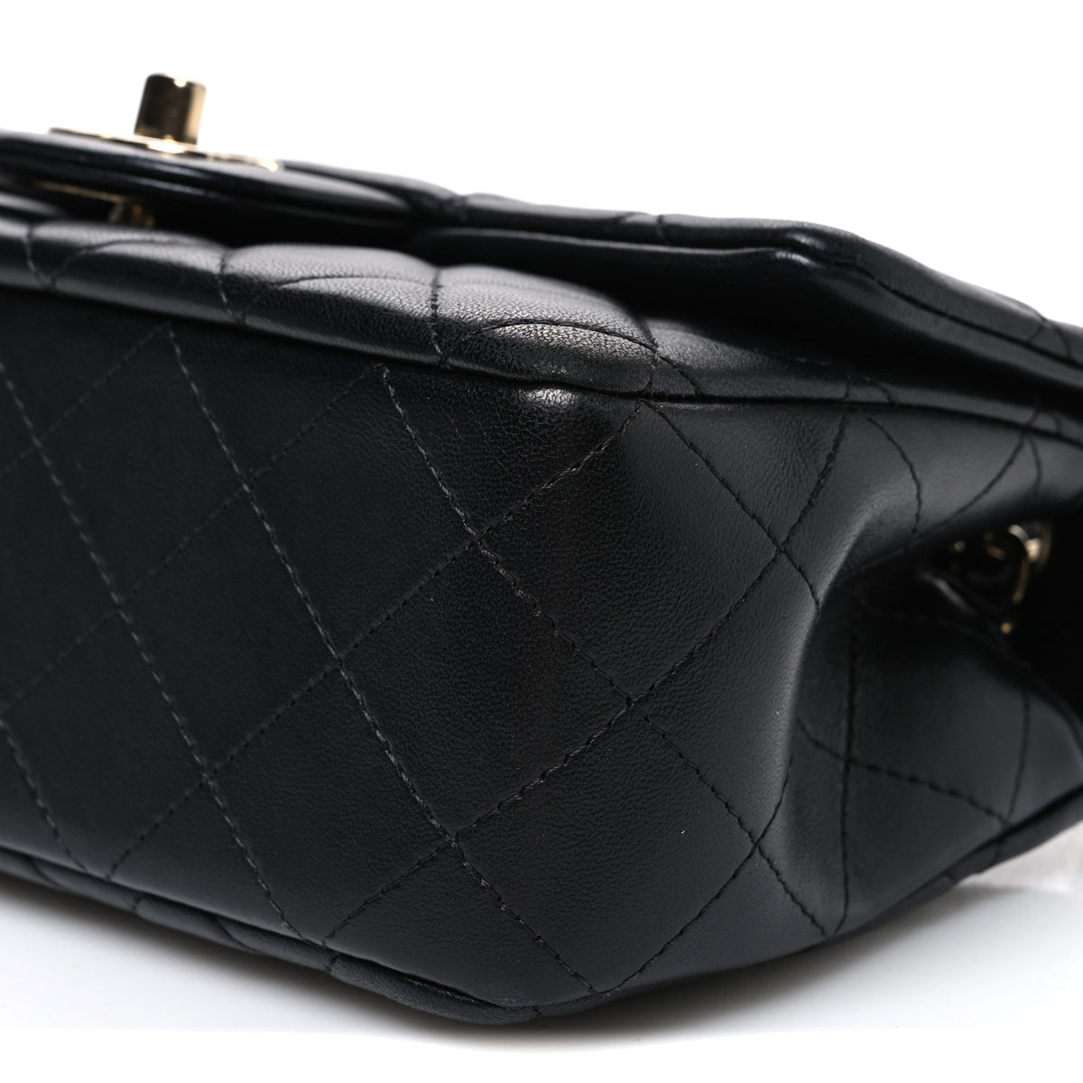 Lambskin Quilted Mini Rectangular Flap Black