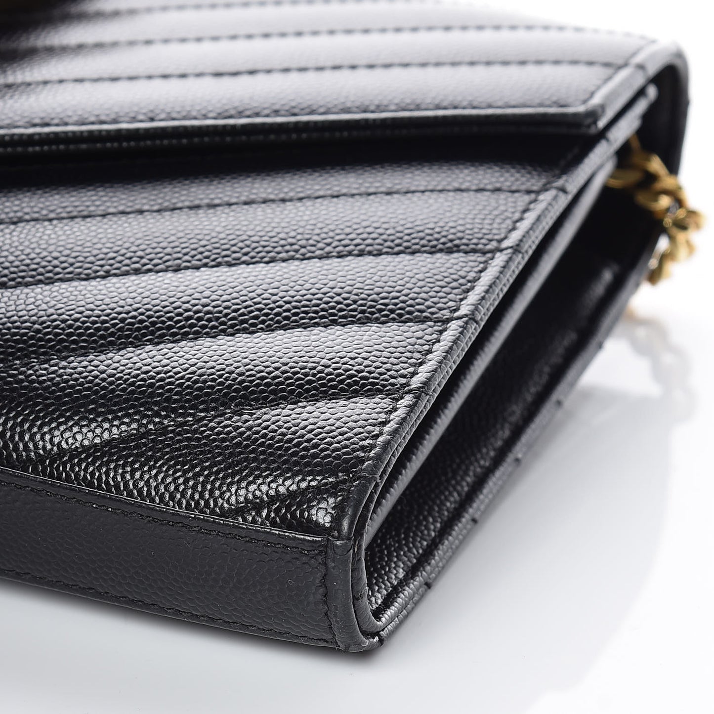 Grain De Poudre Matelasse Chevron Monogram Chain Wallet Black