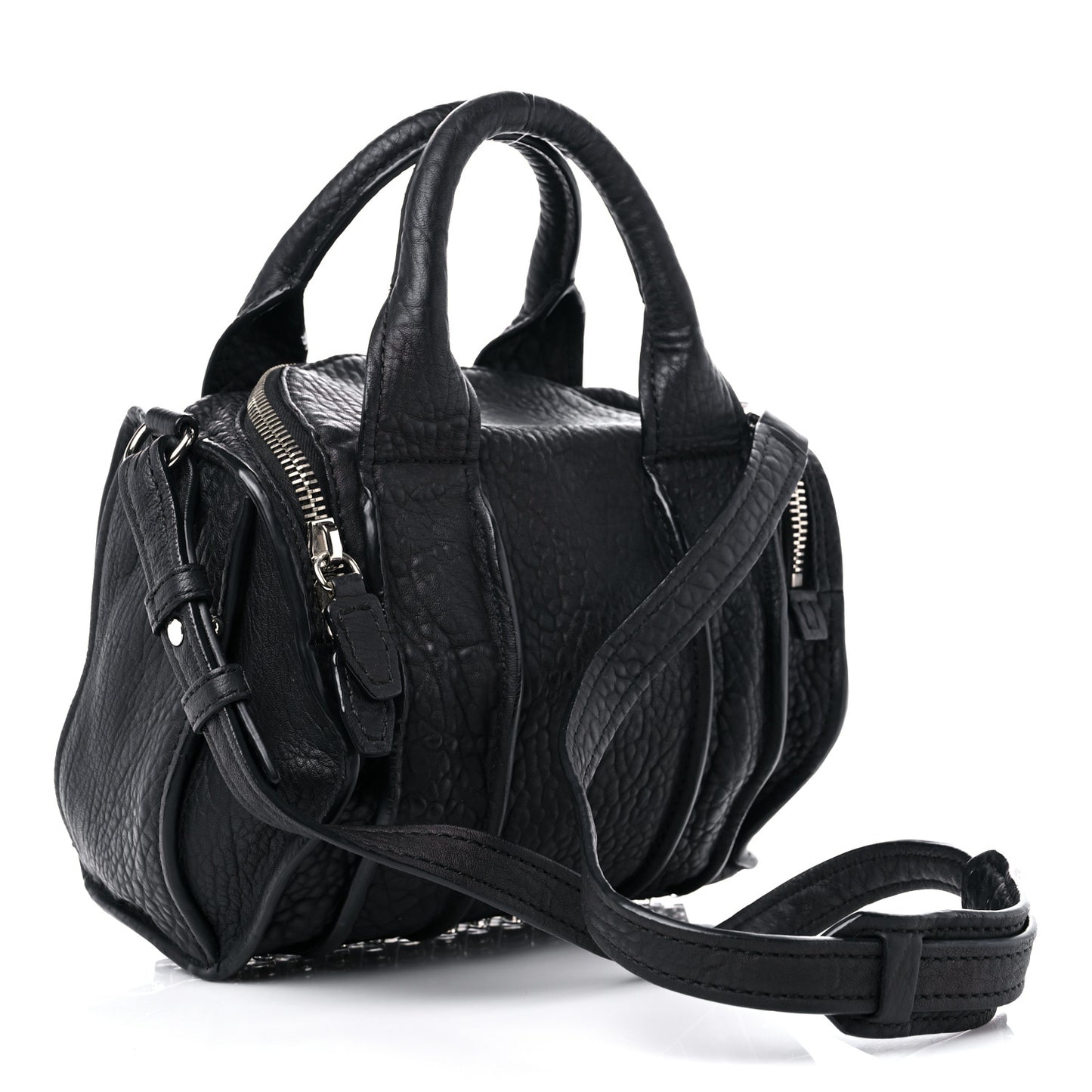 Pebbled Lambskin Inside Out Rockie Black Clear Resin Hardware